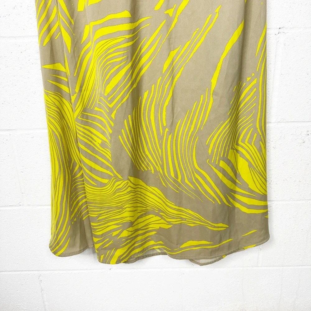 Banana Republic Halter Maxi Dress Yellow‎ Palm Print Petite 16
